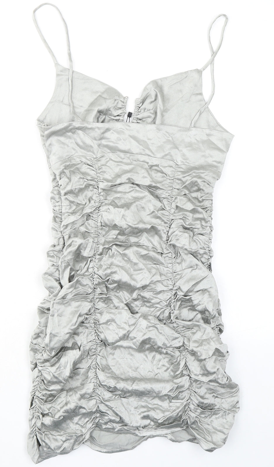 Zara Womens Silver Viscose Bodycon Size M V-Neck Zip