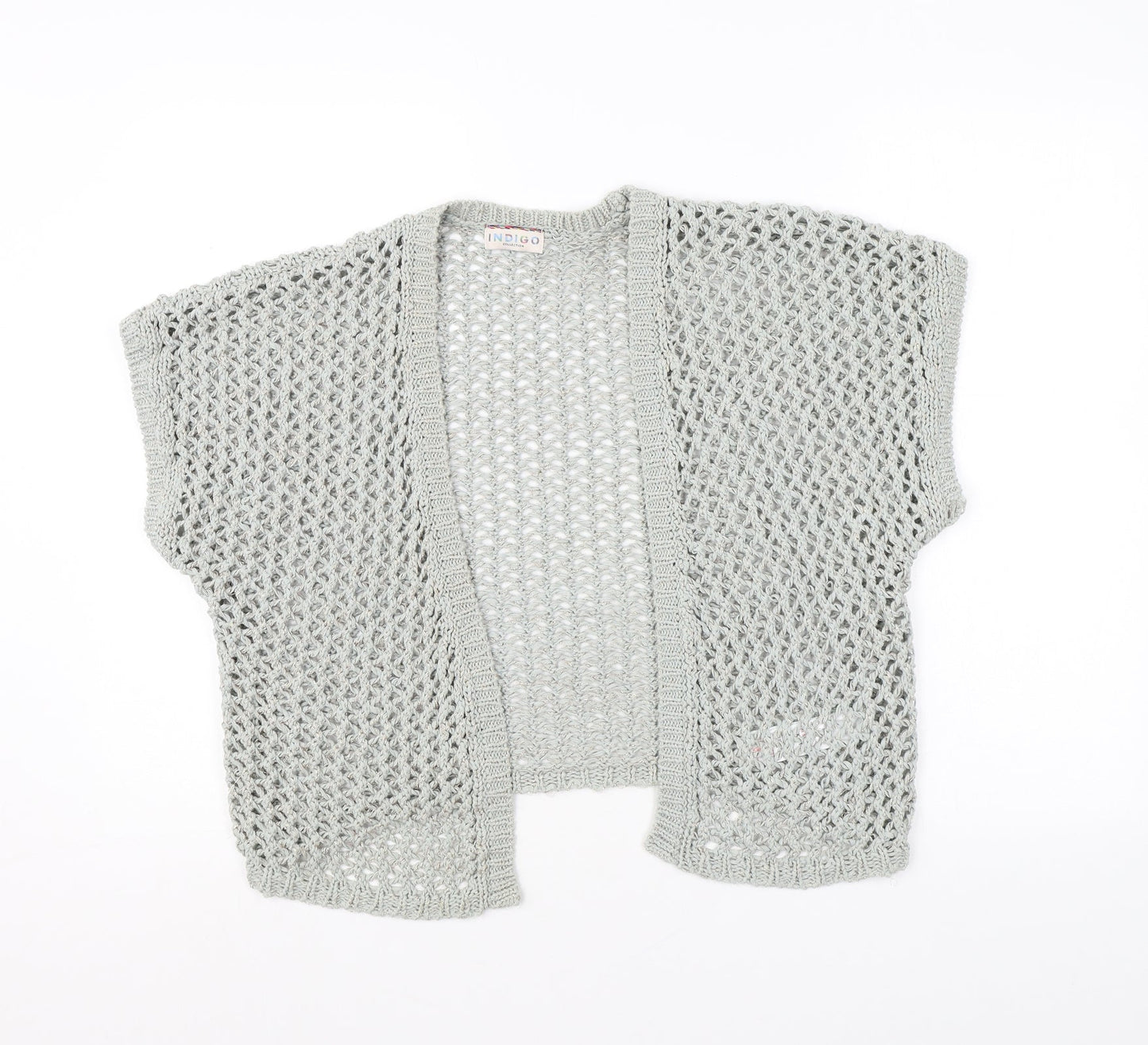 Indigo Womens Green V-Neck Cotton Shrug Jumper Size 10