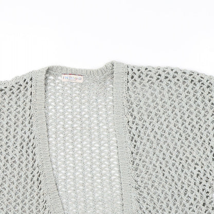 Indigo Womens Green V-Neck Cotton Shrug Jumper Size 10