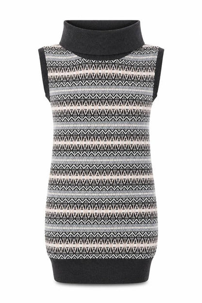 Mint Velvet Womens Grey Fair Isle Polyester Jumper Dress Size 10 Roll Neck Pullover