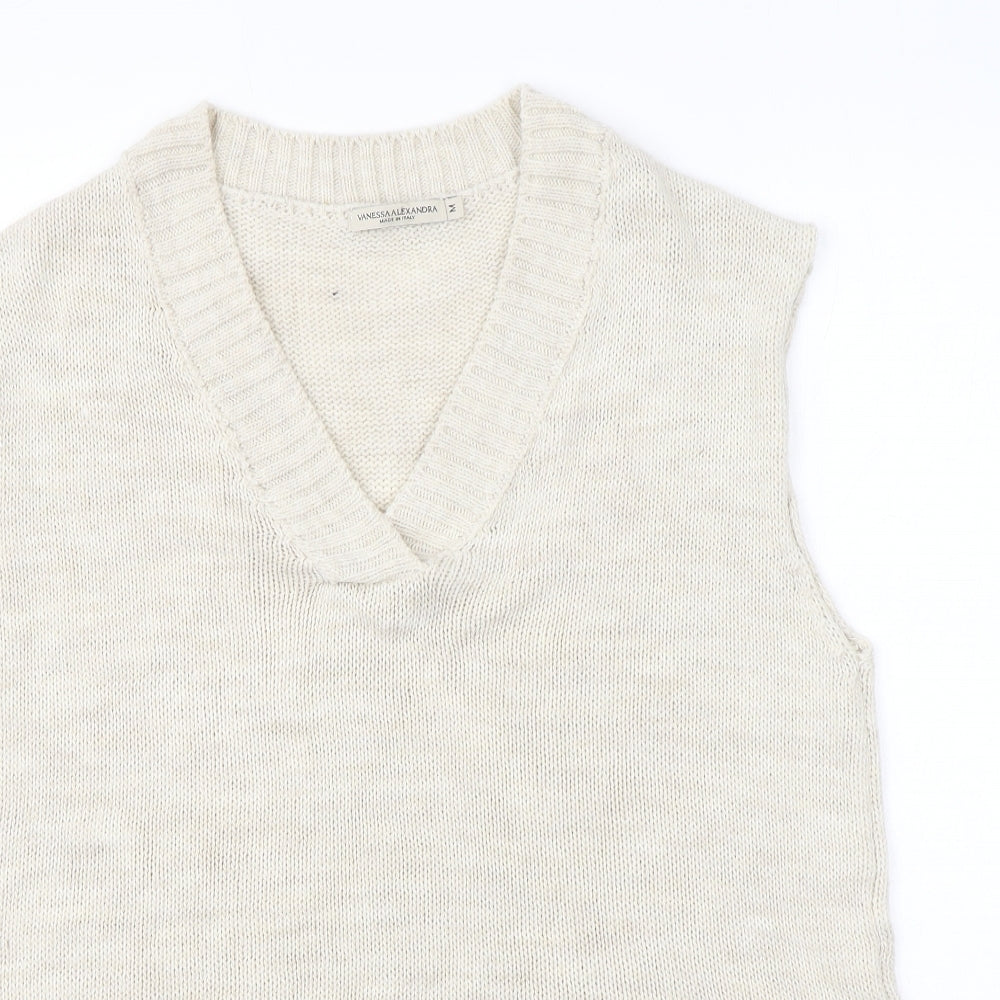 Womens UK Size M Vanessa Alexandra Beige Vest Jumper