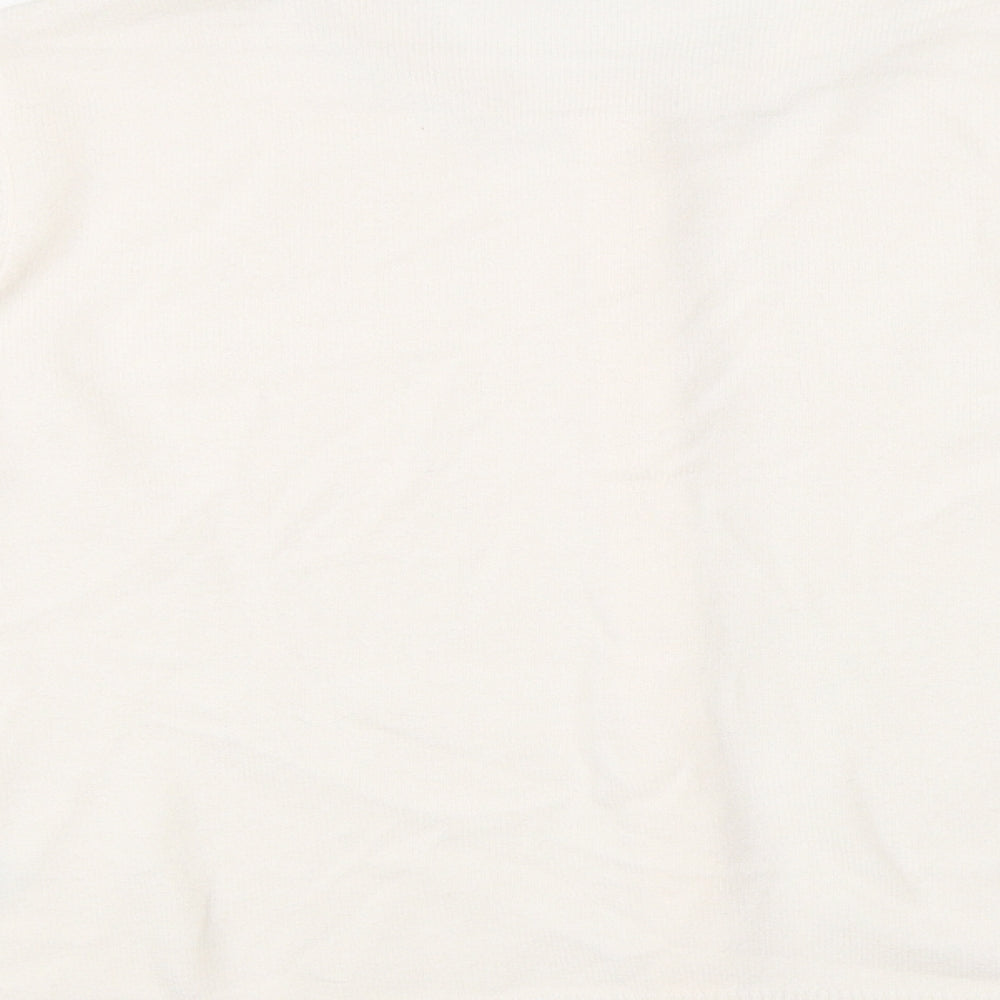 Classic Womens Beige Round Neck Acrylic Cardigan Jumper Size 12