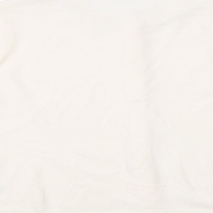 Classic Womens Beige Round Neck Acrylic Cardigan Jumper Size 12