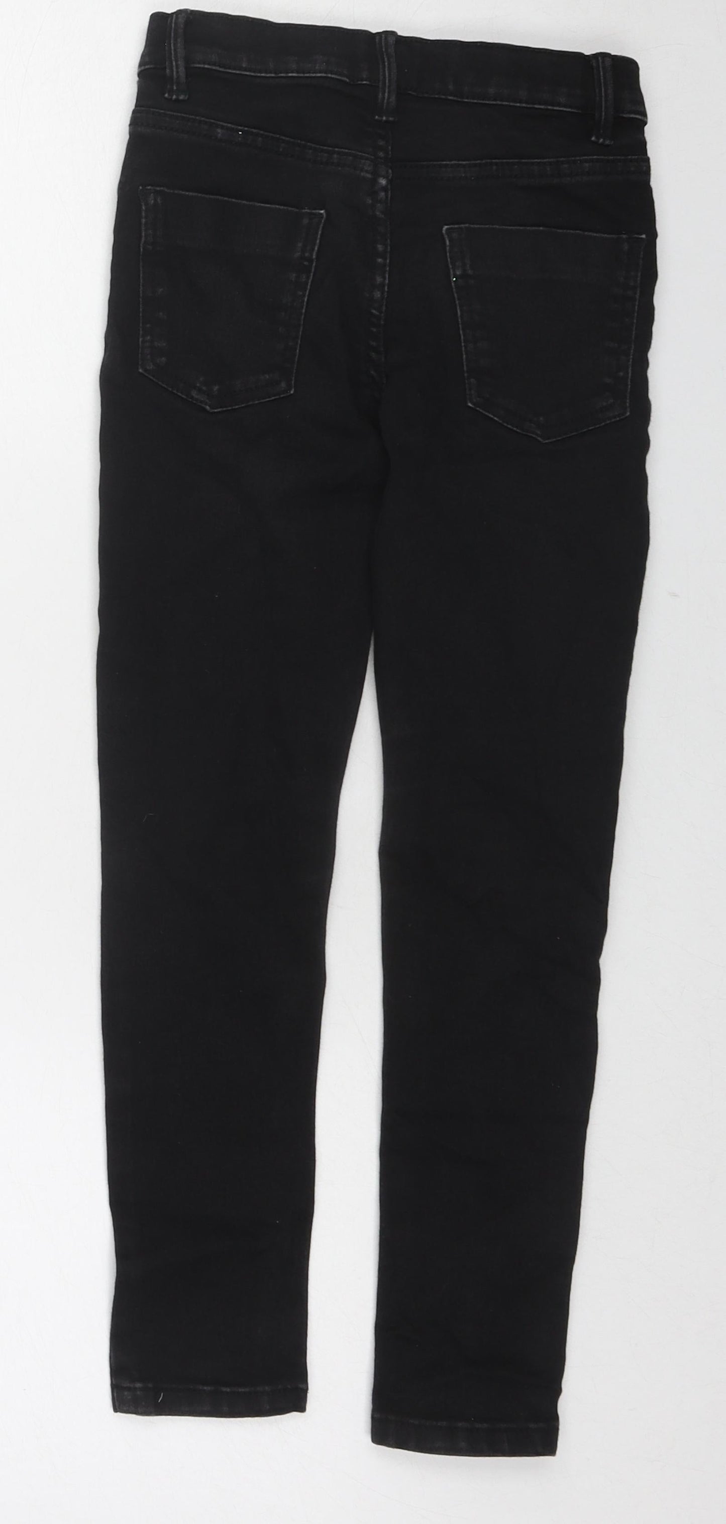 River Island Girls Black Cotton Skinny Jeans Size 8 Years Regular Zip
