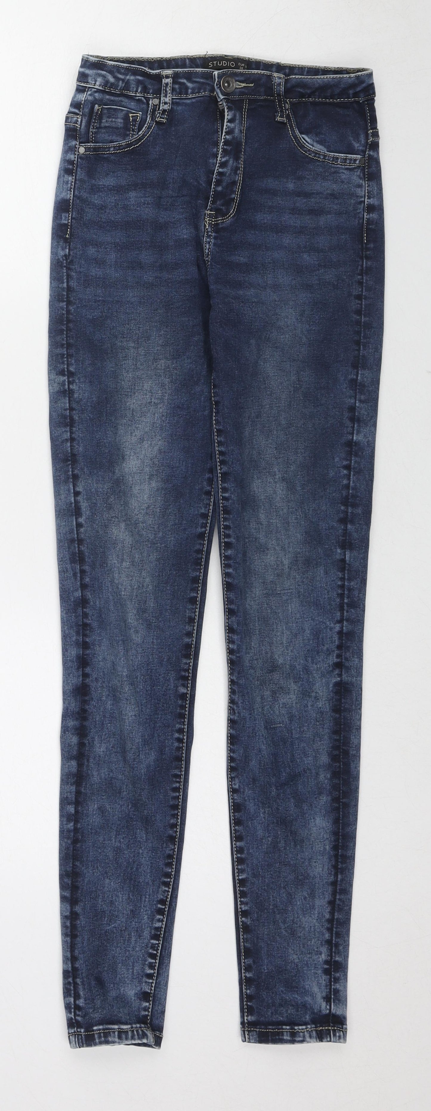 Womens UK Size 10 Studio Regular Fit Skinny Blue Jeans