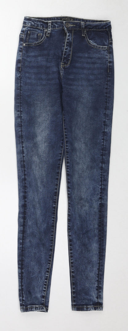 Womens UK Size 10 Studio Regular Fit Skinny Blue Jeans