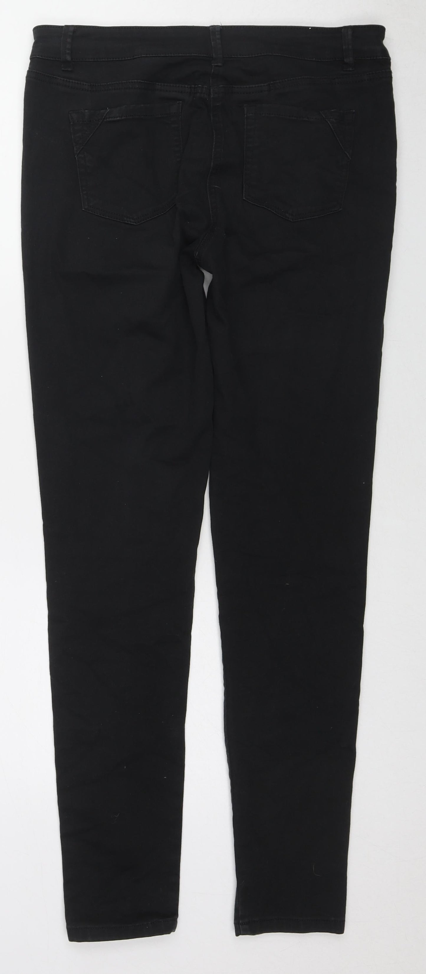 NEXT Womens Black Cotton Skinny Jeans Size 12 L30 in Regular Zip