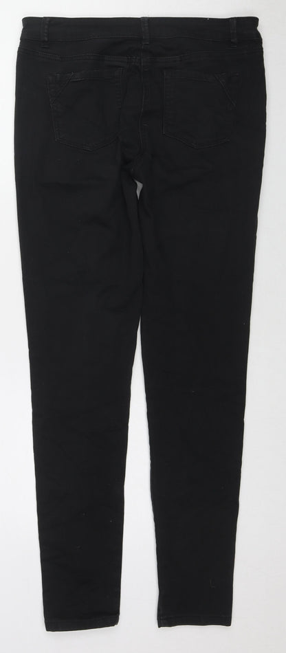 NEXT Womens Black Cotton Skinny Jeans Size 12 L30 in Regular Zip