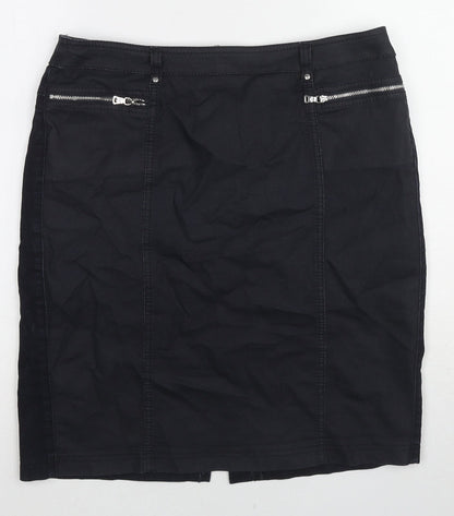 Gerry Weber Womens Blue Cotton Straight & Pencil Skirt Size 14 Zip