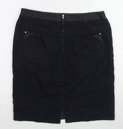 Gerry Weber Womens Blue Cotton Straight & Pencil Skirt Size 14 Zip
