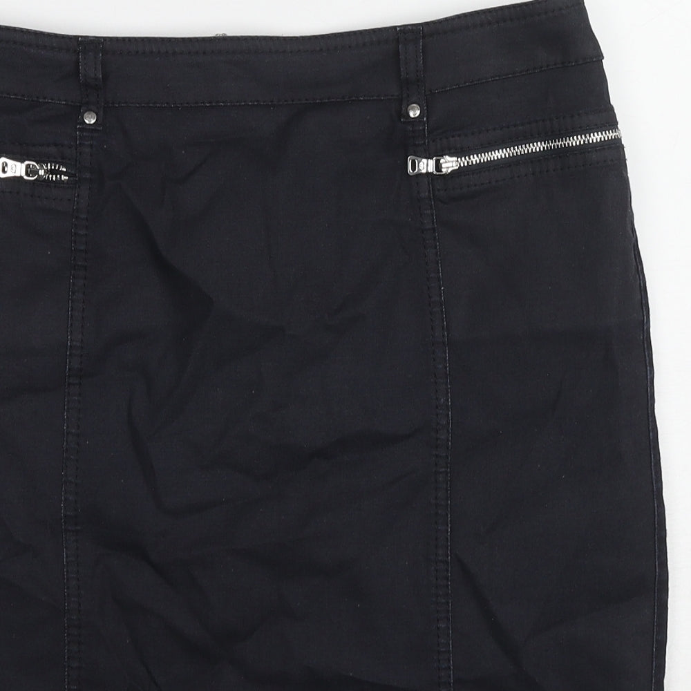 Gerry Weber Womens Blue Cotton Straight & Pencil Skirt Size 14 Zip