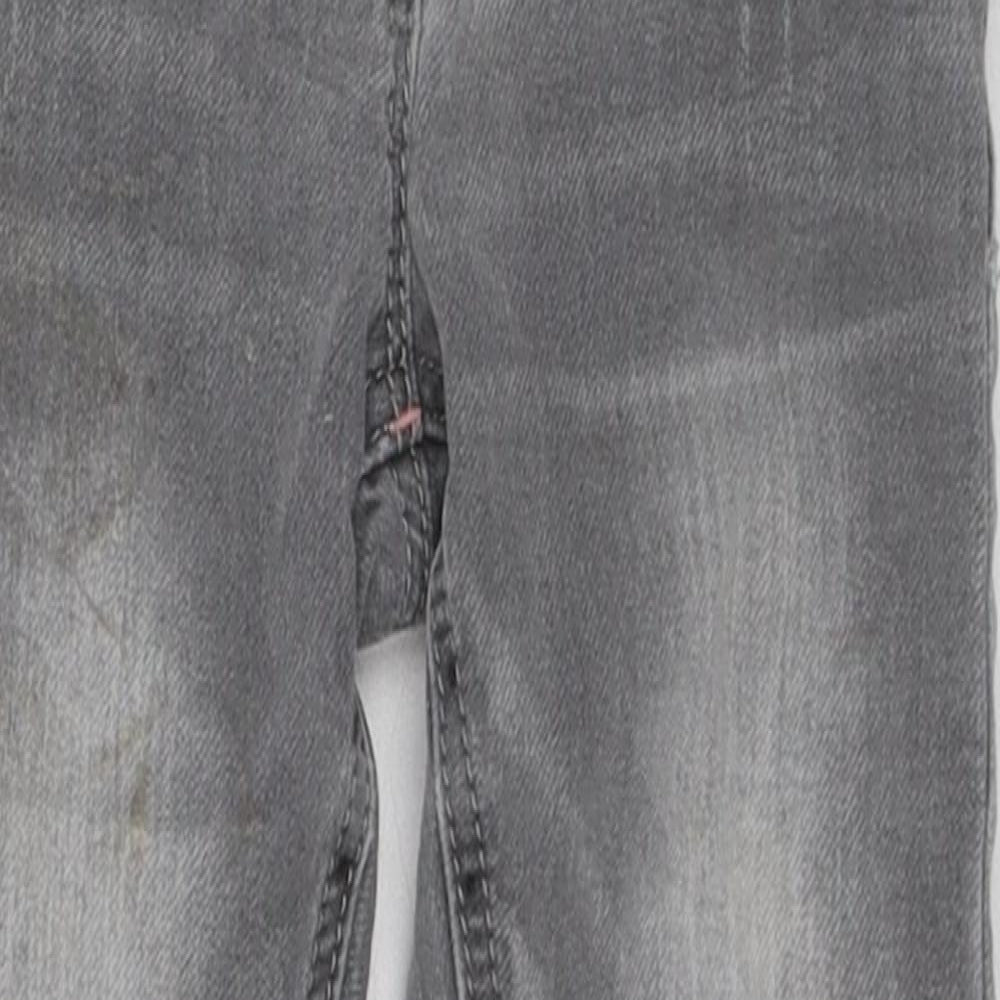 NEXT Girls Grey Cotton Skinny Jeans Size 3-4 Years Regular Zip