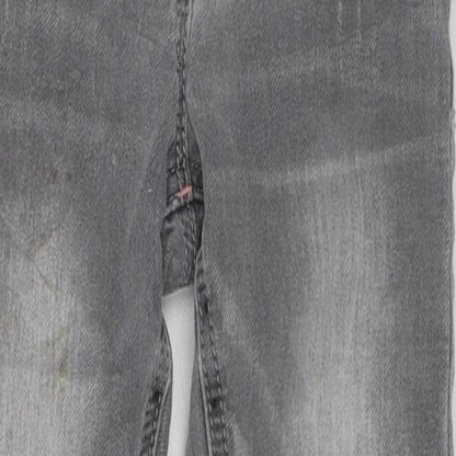 NEXT Girls Grey Cotton Skinny Jeans Size 3-4 Years Regular Zip