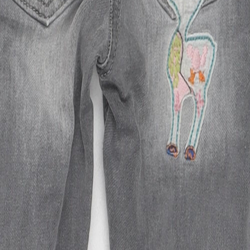NEXT Girls Grey Cotton Skinny Jeans Size 3-4 Years Regular Zip