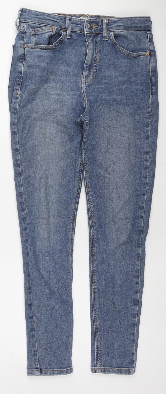 Topshop Womens Blue Cotton Skinny Jeans Size 28 in L32 in Regular Zip