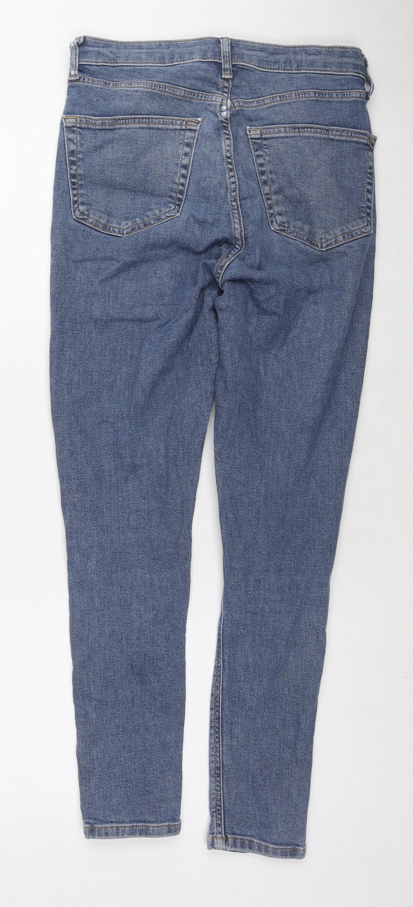 Topshop Womens Blue Cotton Skinny Jeans Size 28 in L32 in Regular Zip