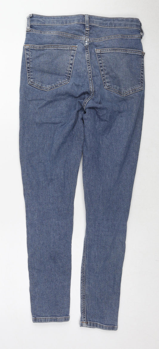 Topshop Womens Blue Cotton Skinny Jeans Size 28 in L32 in Regular Zip