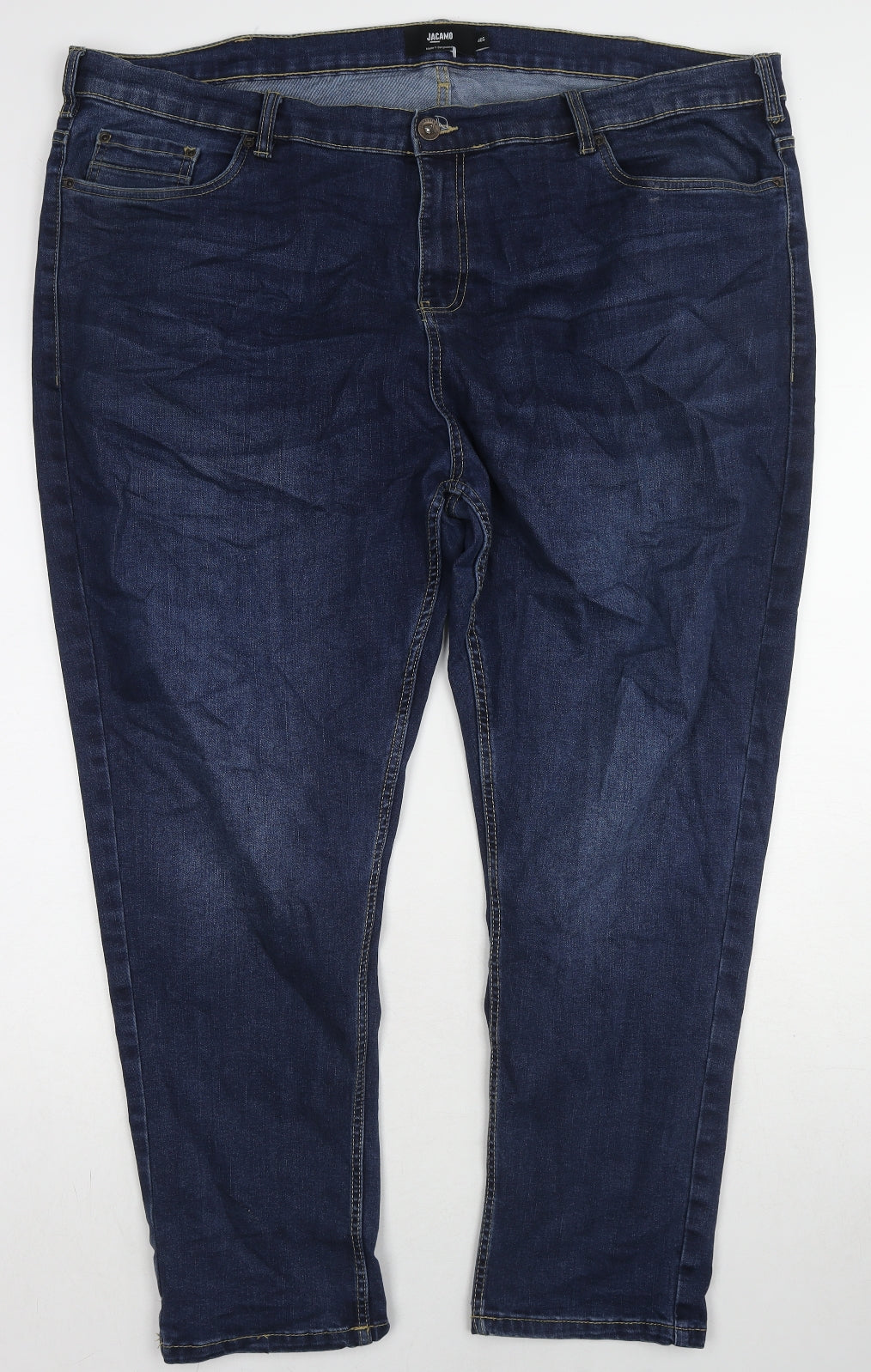 Jacamo Womens Blue Cotton Tapered Jeans Size 46 in L28 in Slim Zip