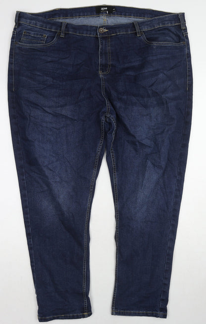 Jacamo Womens Blue Cotton Tapered Jeans Size 46 in L28 in Slim Zip