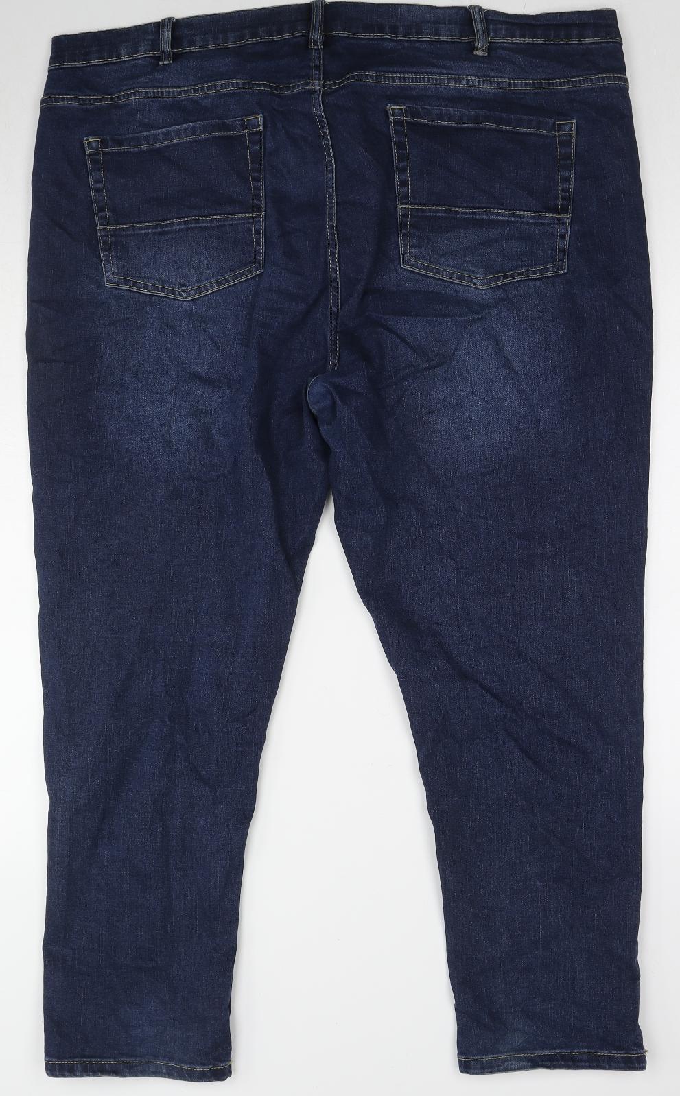 Jacamo Womens Blue Cotton Tapered Jeans Size 46 in L28 in Slim Zip