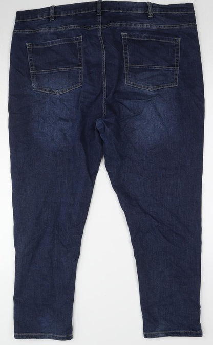 Jacamo Womens Blue Cotton Tapered Jeans Size 46 in L28 in Slim Zip
