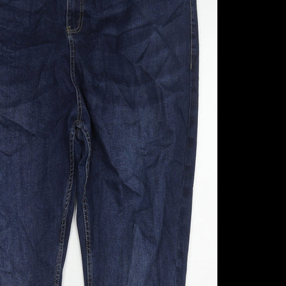 Jacamo Womens Blue Cotton Tapered Jeans Size 46 in L28 in Slim Zip