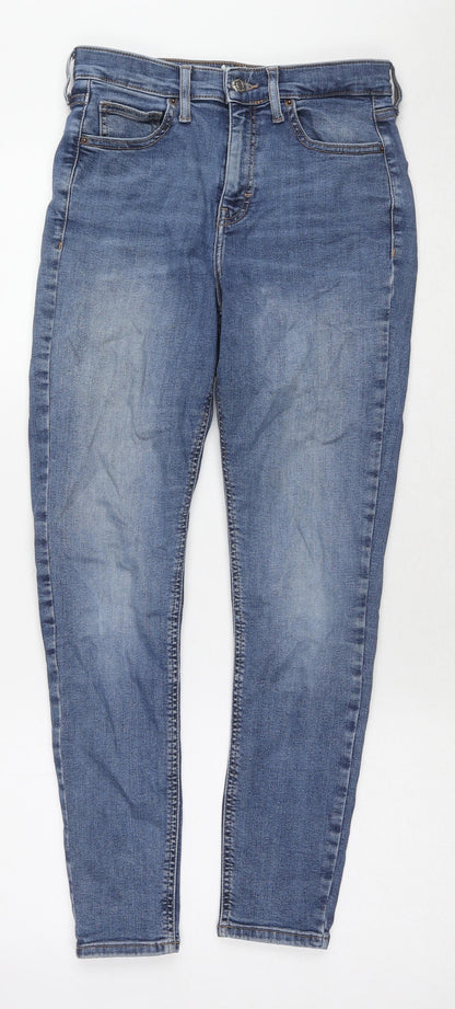 Topshop Womens Blue Cotton Skinny Jeans Size 28 L32 in Regular Zip