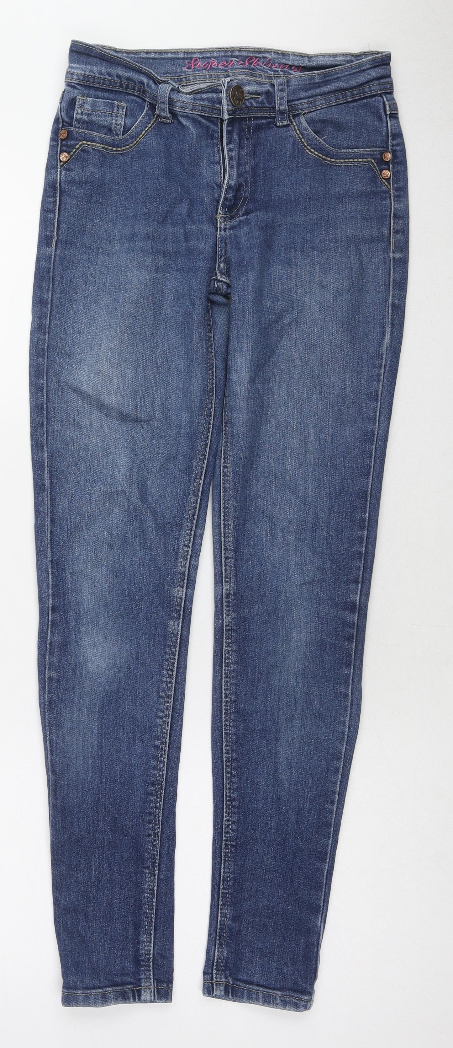 Denim & Co. Womens Blue Cotton Skinny Jeans Size 8 L29 in Regular Zip