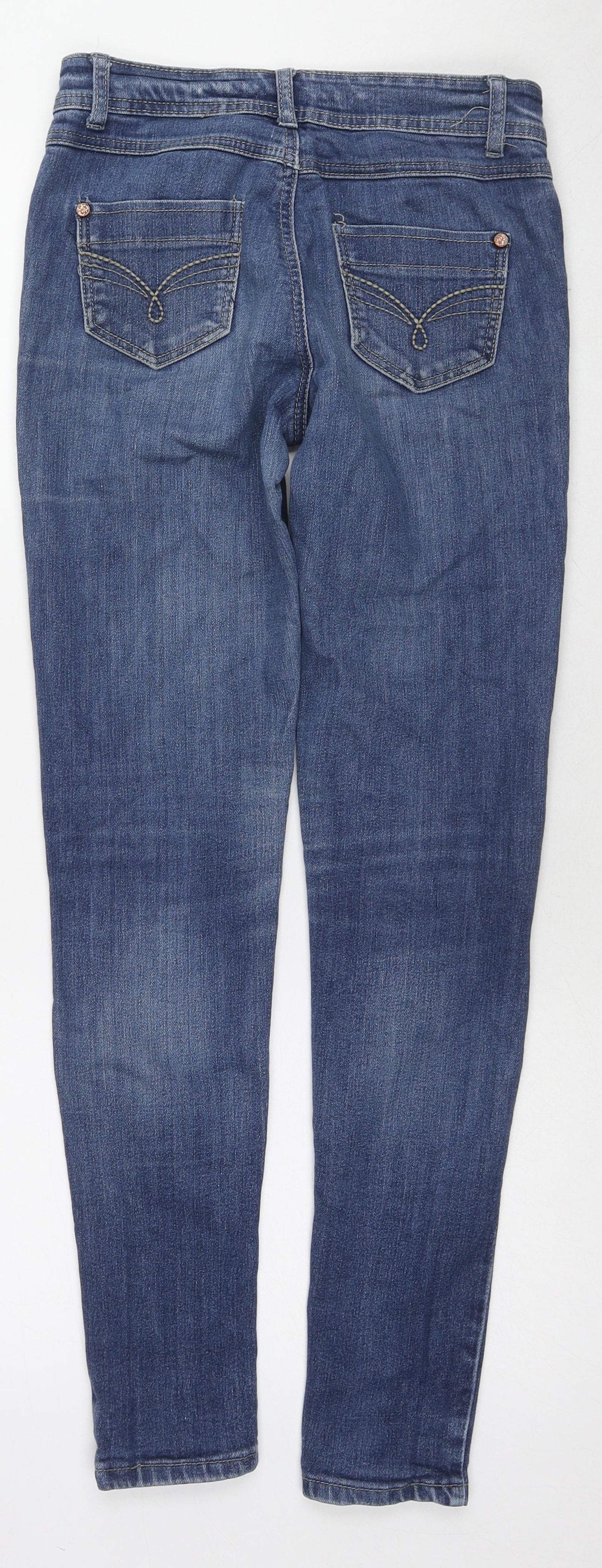 Denim & Co. Womens Blue Cotton Skinny Jeans Size 8 L29 in Regular Zip