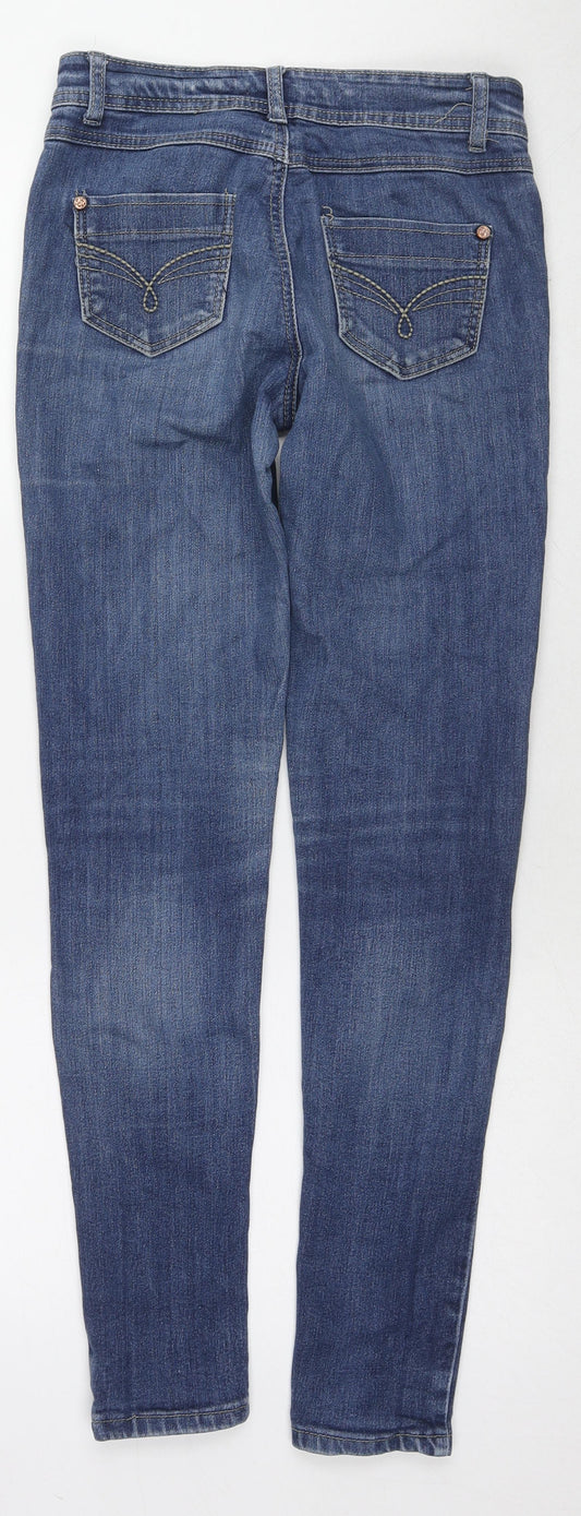 Denim & Co. Womens Blue Cotton Skinny Jeans Size 8 L29 in Regular Zip
