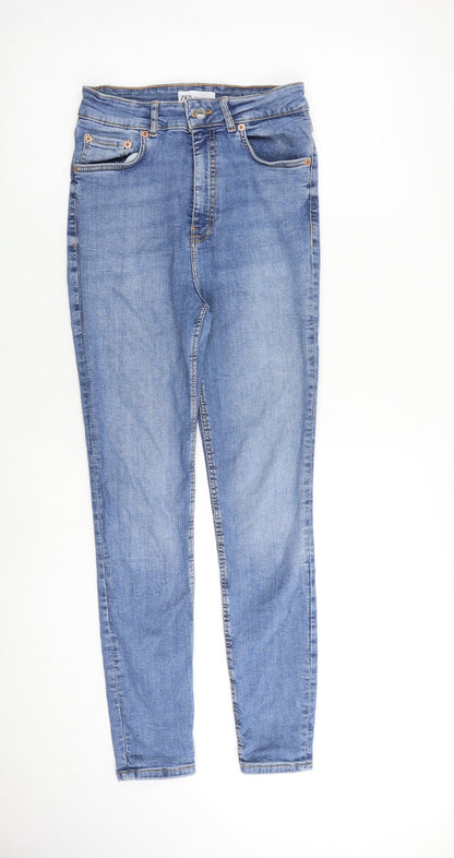 Zara Womens Blue Cotton Skinny Jeans Size M L28 in Regular Zip