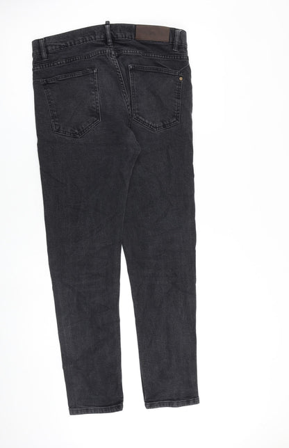 Zara Womens Grey Cotton Tapered Jeans Size 34 in L31 in Regular Zip