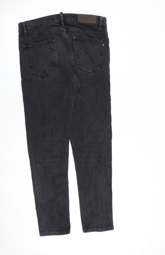 Zara Womens Grey Cotton Tapered Jeans Size 34 in L31 in Regular Zip