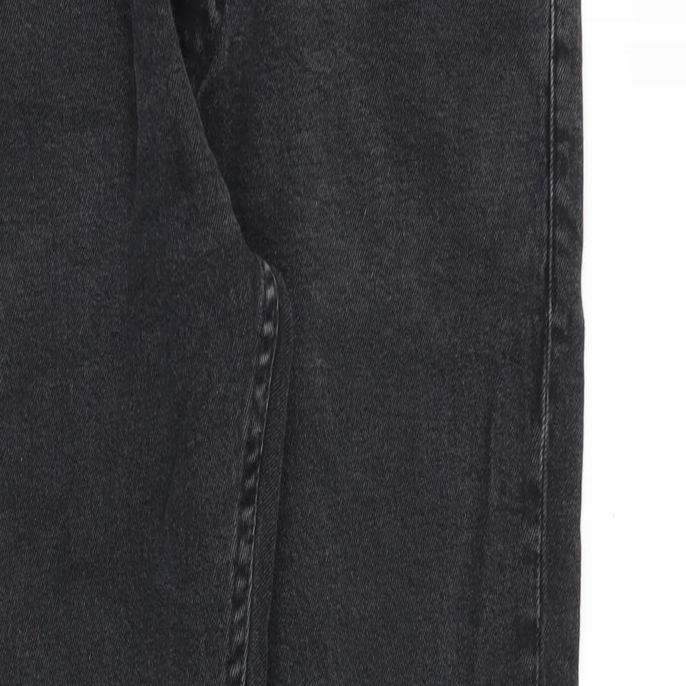 Zara Womens Grey Cotton Tapered Jeans Size 34 in L31 in Regular Zip