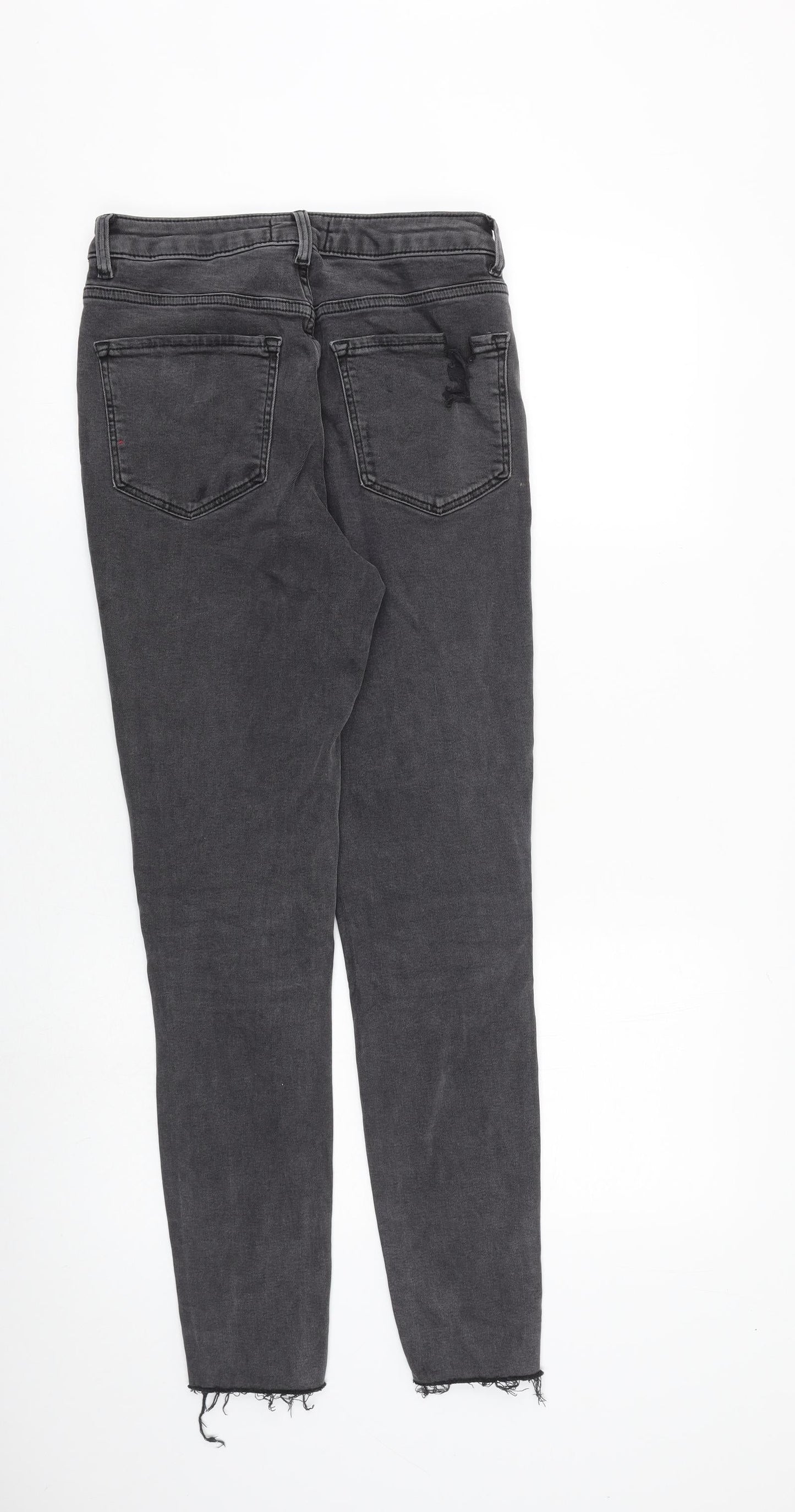 New Look Womens Grey Cotton Skinny Jeans Size 10 L29 in Slim Zip - Raw Hem