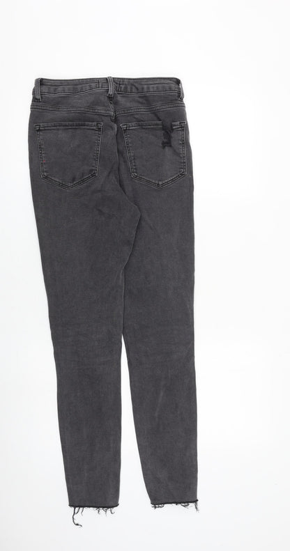 New Look Womens Grey Cotton Skinny Jeans Size 10 L29 in Slim Zip - Raw Hem