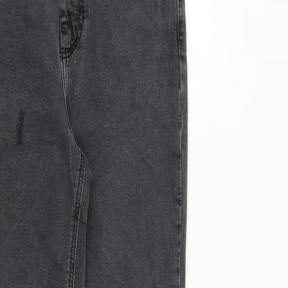 New Look Womens Grey Cotton Skinny Jeans Size 10 L29 in Slim Zip - Raw Hem