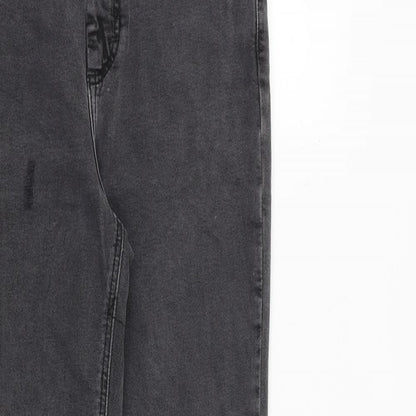 New Look Womens Grey Cotton Skinny Jeans Size 10 L29 in Slim Zip - Raw Hem