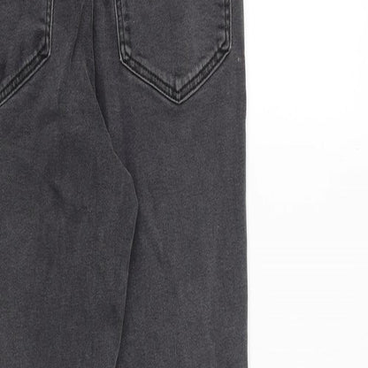 New Look Womens Grey Cotton Skinny Jeans Size 10 L29 in Slim Zip - Raw Hem