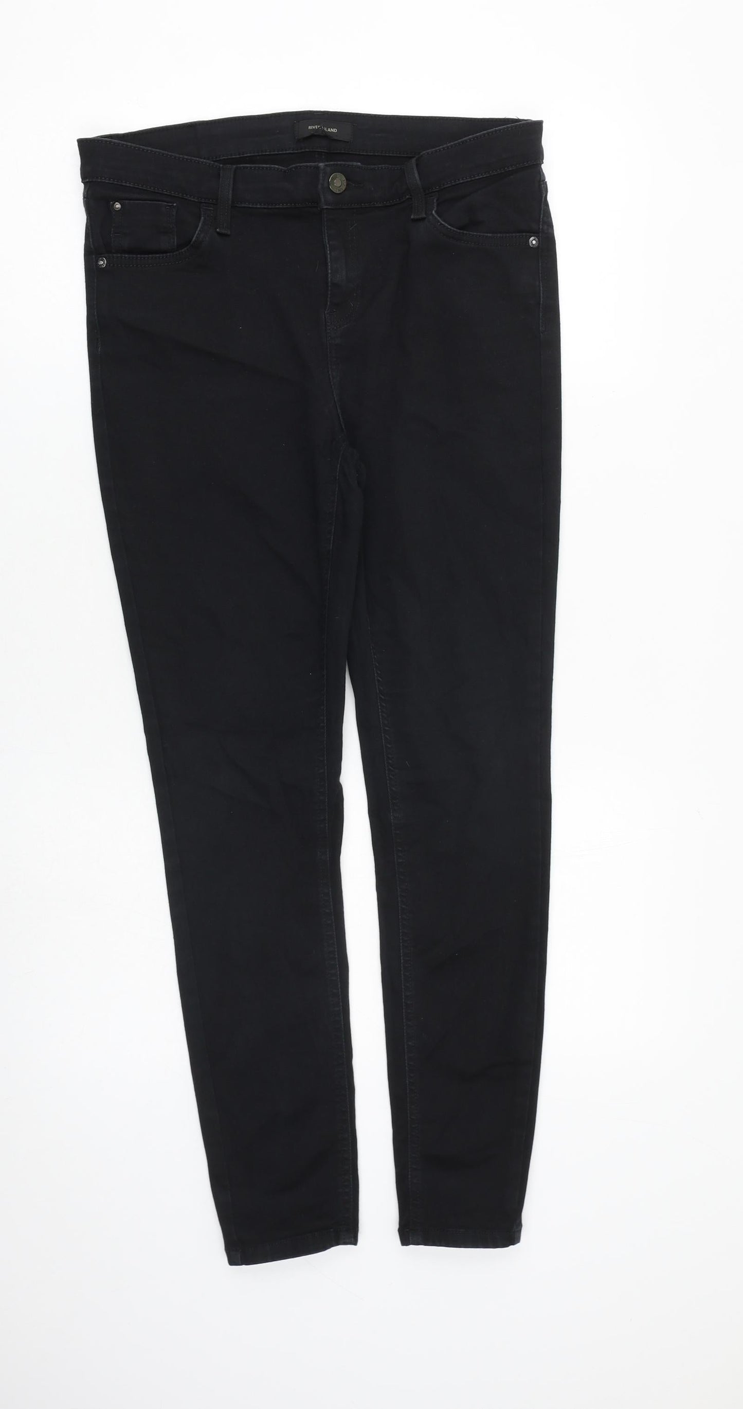 River Island Womens Black Cotton Skinny Jeans Size 32 in L28 in Regular Zip