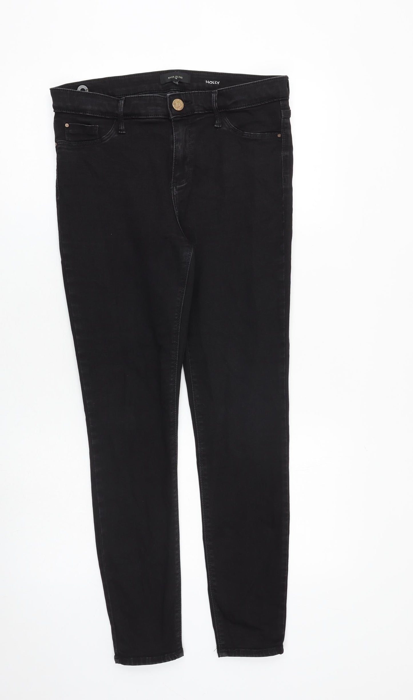 River Island Womens Black Cotton Skinny Jeans Size 32 in L28 in Regular Zip