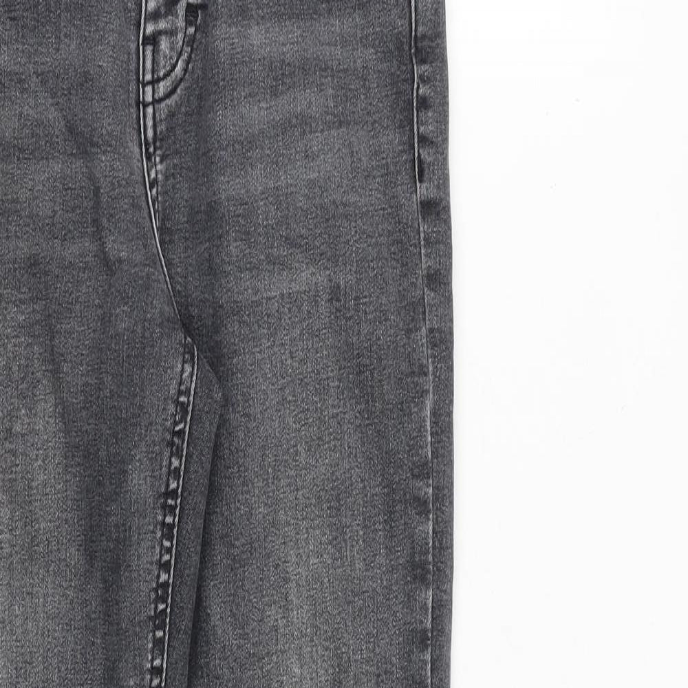 Topshop Womens Grey Cotton Skinny Jeans Size 28 in L32 in Regular Zip - Raw Hem