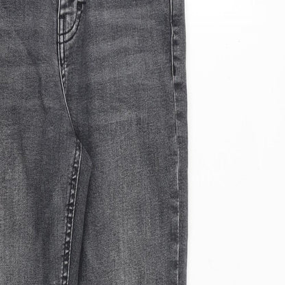 Topshop Womens Grey Cotton Skinny Jeans Size 28 in L32 in Regular Zip - Raw Hem