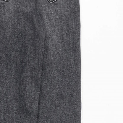 Topshop Womens Grey Cotton Skinny Jeans Size 28 in L32 in Regular Zip - Raw Hem