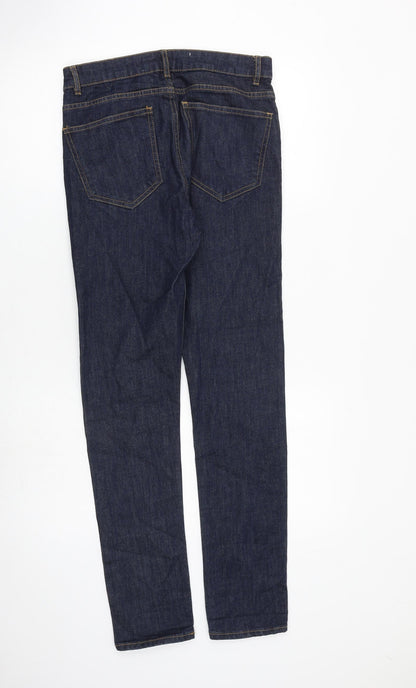 New Look Mens Blue Herringbone Cotton Skinny Jeans Size 30 in L30 in Slim Zip