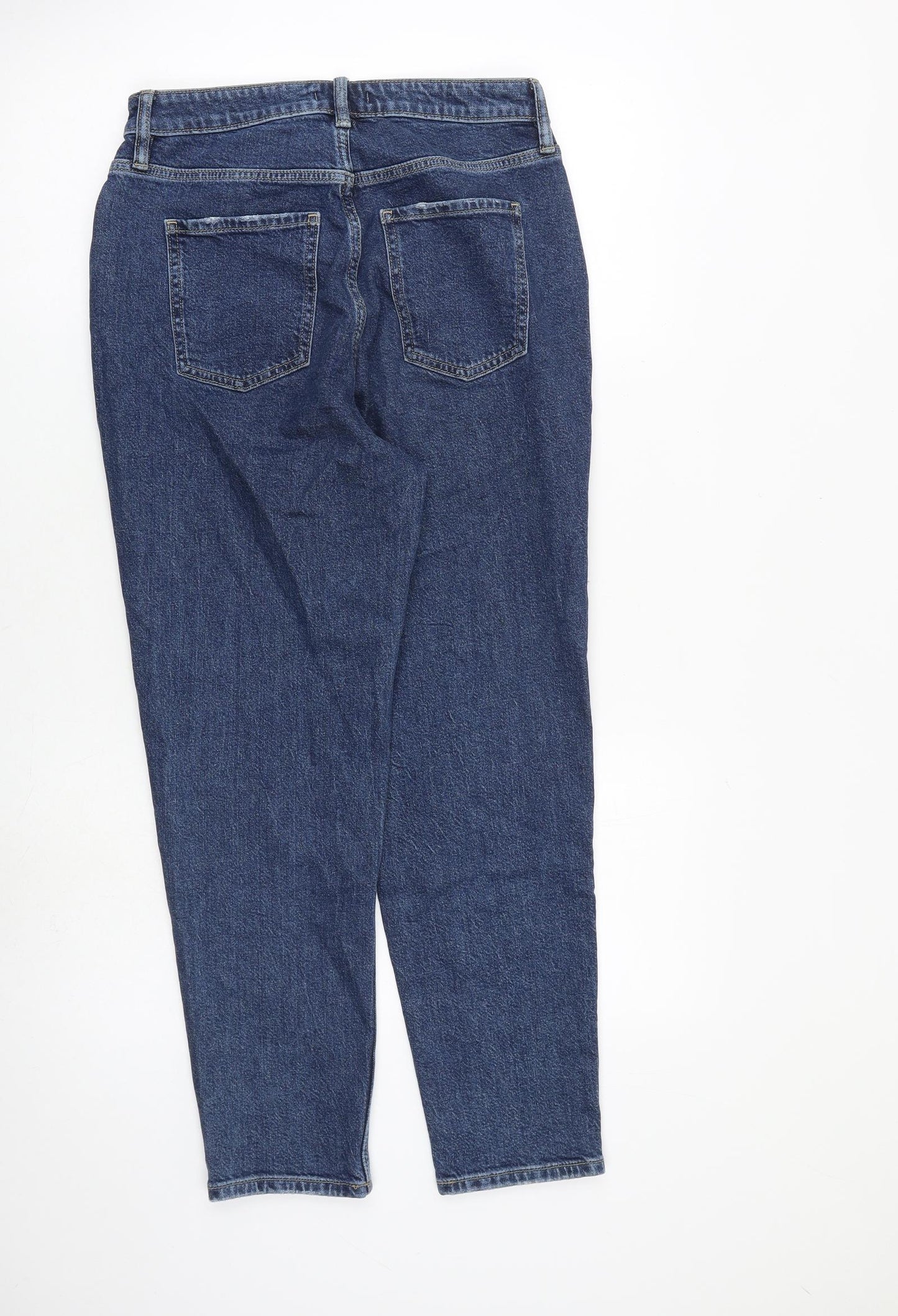 F&F Womens Blue Cotton Tapered Jeans Size 8 L27 in Regular Zip