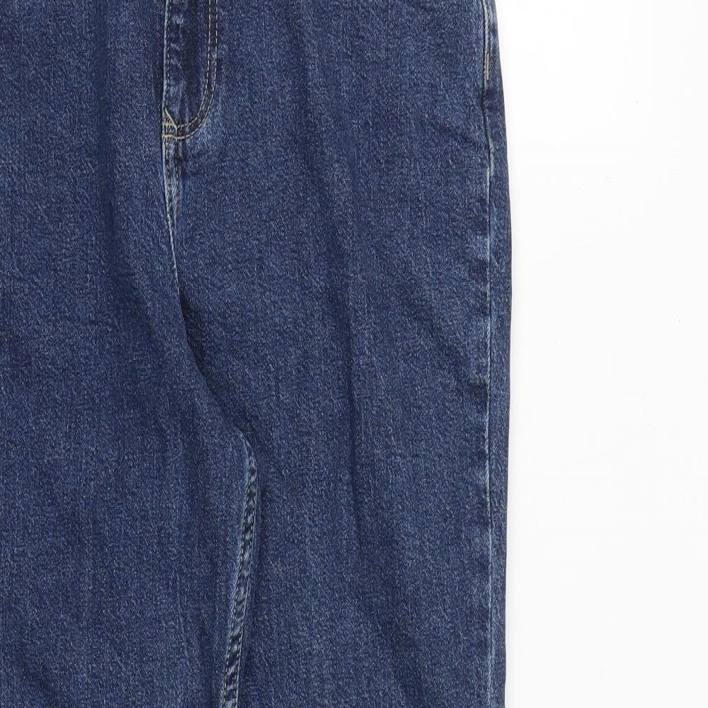 F&F Womens Blue Cotton Tapered Jeans Size 8 L27 in Regular Zip