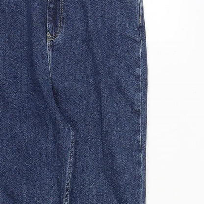 F&F Womens Blue Cotton Tapered Jeans Size 8 L27 in Regular Zip
