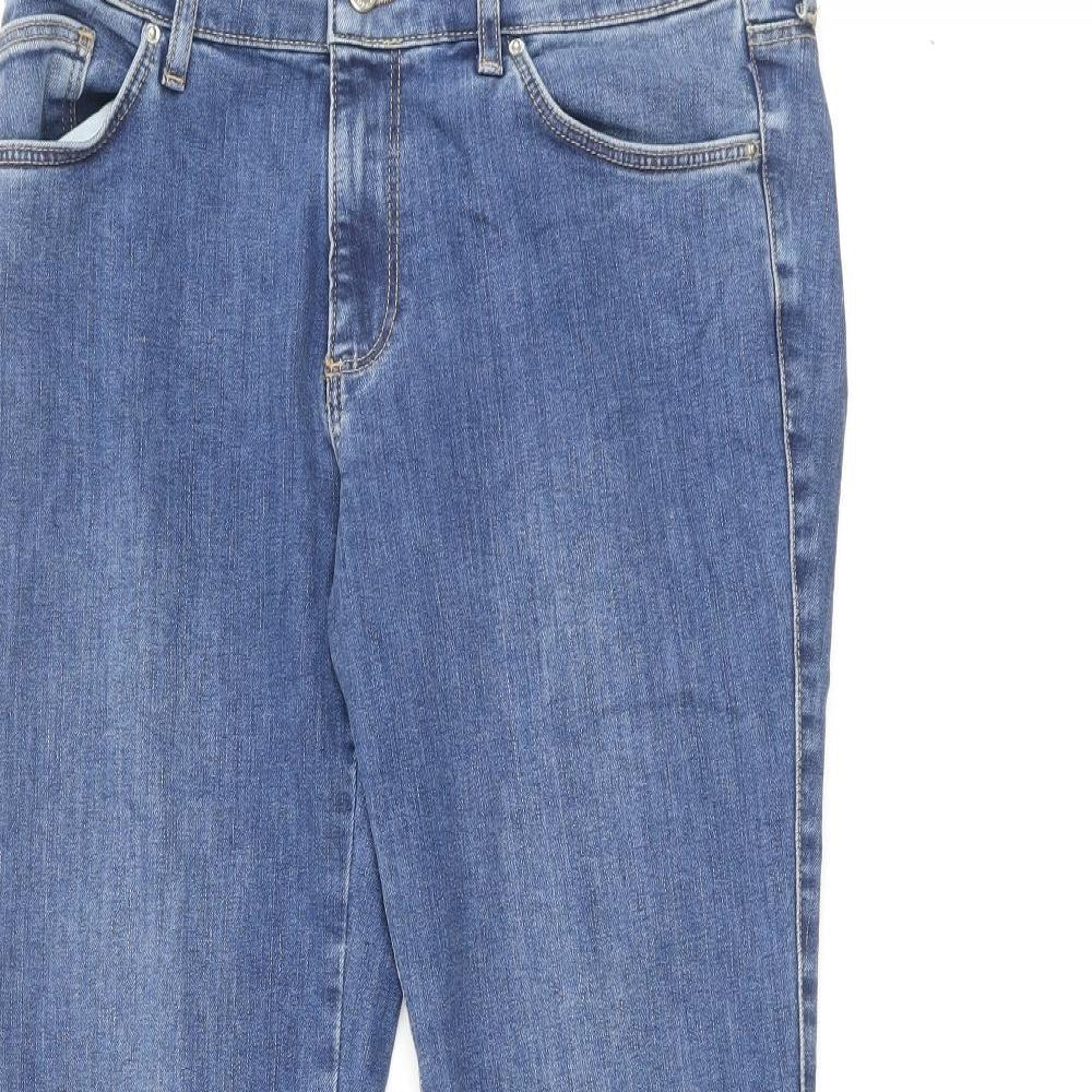 Topshop Womens Blue Cotton Straight Jeans Size 30 L32 in Regular Zip