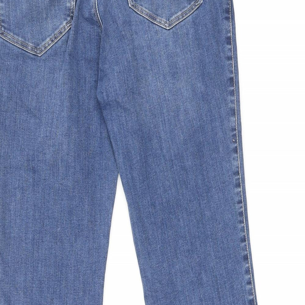 Topshop Womens Blue Cotton Straight Jeans Size 30 L32 in Regular Zip